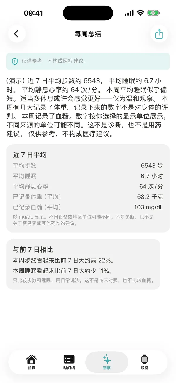 医起行每周摘要页面截图